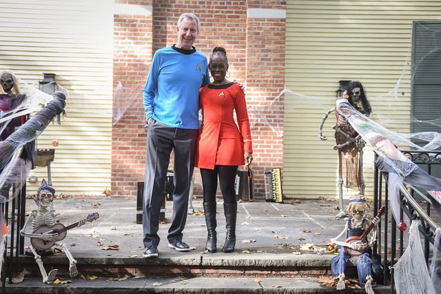 Mayor Bill de Blasio and First Lady Chirlane McCray host a Halloween Party for children at Gracie Mansion.
